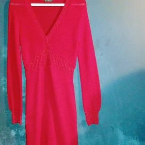Red sweater hug Dress